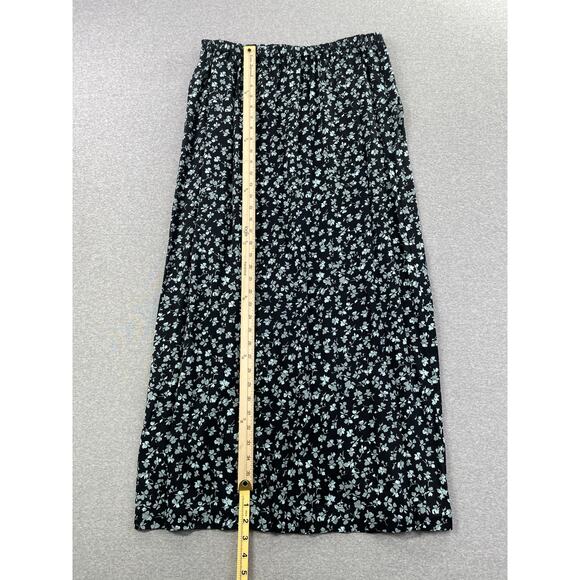 Melrose and Market Floral Maxi Skirt Large Black Blue Elastic Waist Pockets Boho - Picture 5 of 15